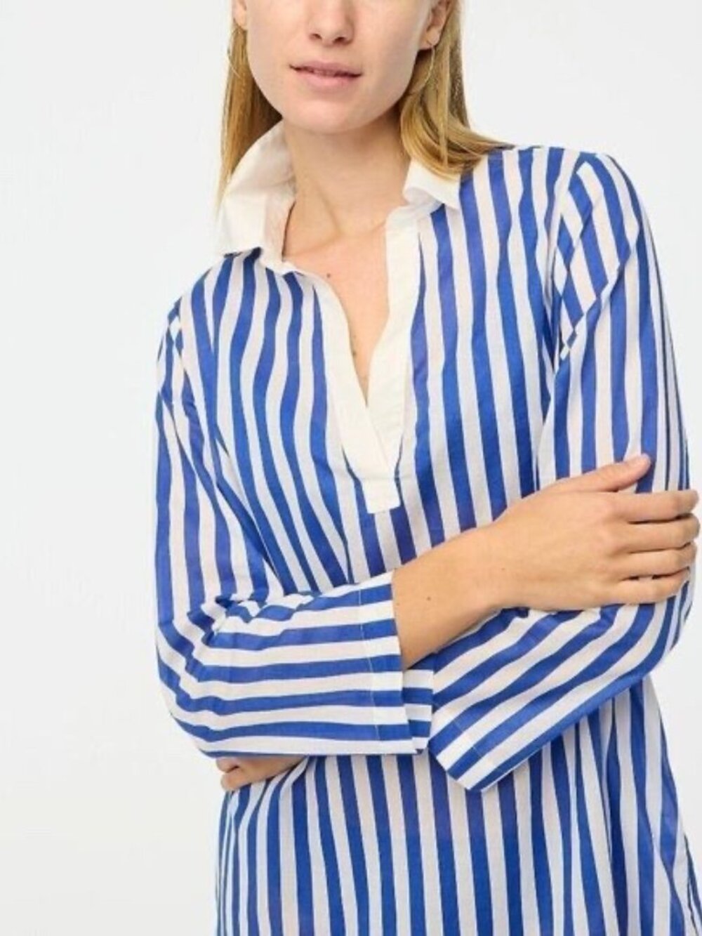 J. CREW Swim Cover-Up Blue Stripe Polo Tunic Resort Beach Pool BW209